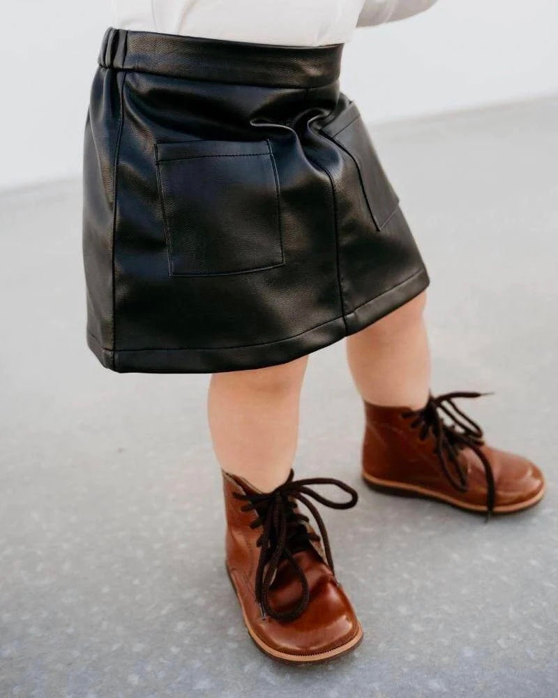 Katie Black Leather Skirt